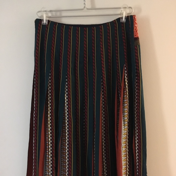 TORY BURCH Silk Pleated Print Skirt Sequin Waistband 6 - Picture 4 of 7